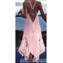 Charger l&#39;image dans la galerie, Couleur Unie Dos Nu Sexy Tenues De Plage Maillots De Bain Rosado / S