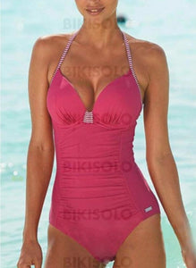 Couleur Unie Dos Nu Sexy Une Pièce Maillots De Bain Fuchsia / S