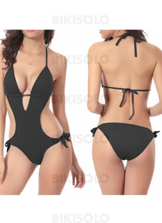 Couleur Unie Dos Nu Sexy Une Pièce Maillots De Bain Noir / Taille Libre