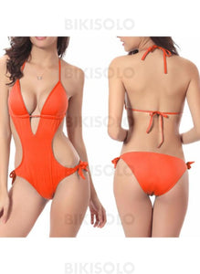 Couleur Unie Dos Nu Sexy Une Pièce Maillots De Bain Orange / Taille Libre