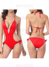 Charger l&#39;image dans la galerie, Couleur Unie Dos Nu Sexy Une Pièce Maillots De Bain Rouge / Taille Libre