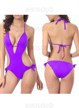 Charger l&#39;image dans la galerie, Couleur Unie Dos Nu Sexy Une Pièce Maillots De Bain Violet / Taille Libre