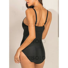 Charger l&#39;image dans la galerie, Couleur Unie Engrener À Bretelles Col V Sexy Une Pièce Maillots De Bain