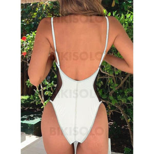 Couleur Unie Engrener À Bretelles Sexy Élégante Une Pièce Maillots De Bain