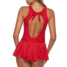 Charger l&#39;image dans la galerie, Couleur Unie Engrener Col Haut Mignon Robes De Bain Maillots De Bain