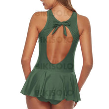 Charger l&#39;image dans la galerie, Couleur Unie Engrener Col Haut Mignon Robes De Bain Maillots De Bain