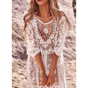Couleur Unie Engrener Col Rond Sexy Boho Tenues De Plage Maillots De Bain