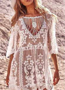 Couleur Unie Engrener Col Rond Sexy Boho Tenues De Plage Maillots De Bain