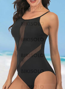 Couleur Unie Engrener Col Rond Sexy Décontractée Une Pièce Maillots De Bain