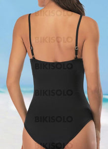Couleur Unie Engrener Col Rond Sexy Décontractée Une Pièce Maillots De Bain