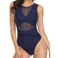 Charger l&#39;image dans la galerie, Couleur Unie Engrener Col Rond Sexy Élégante Une Pièce Maillots De Bain