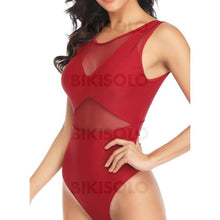 Charger l&#39;image dans la galerie, Couleur Unie Engrener Col Rond Sexy Élégante Une Pièce Maillots De Bain