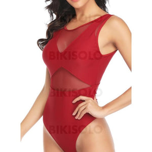 Couleur Unie Engrener Col Rond Sexy Élégante Une Pièce Maillots De Bain