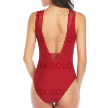 Charger l&#39;image dans la galerie, Couleur Unie Engrener Col Rond Sexy Élégante Une Pièce Maillots De Bain