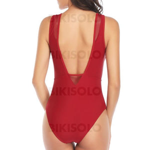 Couleur Unie Engrener Col Rond Sexy Élégante Une Pièce Maillots De Bain