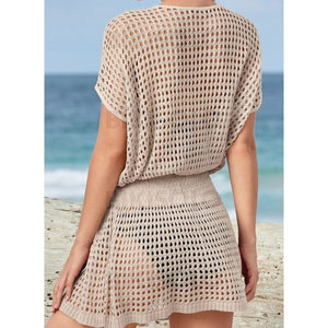 Couleur Unie Engrener Col V Élégante Bohème Tenues De Plage Maillots De Bain