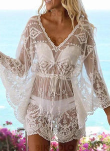 Couleur Unie Engrener Col V Frais Tenues De Plage Maillots De Bain Blanc / Taille Libre