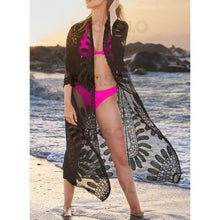 Charger l&#39;image dans la galerie, Couleur Unie Engrener Col V Sexy Tenues De Plage Maillots De Bain Noir / Taille Libre