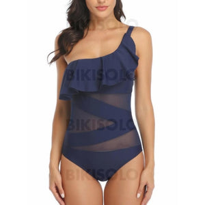 Couleur Unie Engrener Une Épaule Sexy Pièce Maillots De Bain