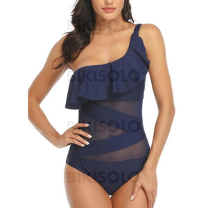 Couleur Unie Engrener Une Épaule Sexy Pièce Maillots De Bain