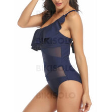 Charger l&#39;image dans la galerie, Couleur Unie Engrener Une Épaule Sexy Pièce Maillots De Bain