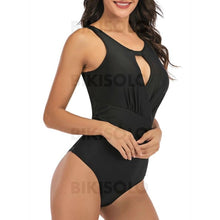 Charger l&#39;image dans la galerie, Couleur Unie Évider À Bretelles Col U Sexy Jolis Mignon Une Pièce Maillots De Bain