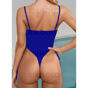 Couleur Unie Évider Cordon De Serrage À Bretelles Sexy Une Pièce Maillots De Bain