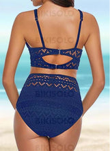 Charger l&#39;image dans la galerie, Couleur Unie Faire Monter À Bretelles Col V Sexy Bikinis Maillots De Bain