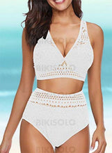 Charger l&#39;image dans la galerie, Couleur Unie Faire Monter À Bretelles Col V Sexy Bikinis Maillots De Bain