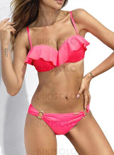Charger l&#39;image dans la galerie, Couleur Unie Faire Monter À Bretelles Col V Sexy Frais Bikinis Maillots De Bain