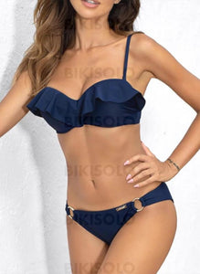 Couleur Unie Faire Monter À Bretelles Col V Sexy Frais Bikinis Maillots De Bain