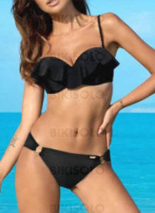 Couleur Unie Faire Monter À Bretelles Col V Sexy Frais Bikinis Maillots De Bain