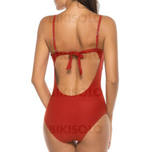 Charger l&#39;image dans la galerie, Couleur Unie Froufrous À Bretelles Sexy Une Pièce Maillots De Bain