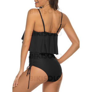 Couleur Unie Froufrous À Bretelles Sexy Une Pièce Maillots De Bain