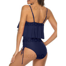 Charger l&#39;image dans la galerie, Couleur Unie Froufrous À Bretelles Sexy Une Pièce Maillots De Bain