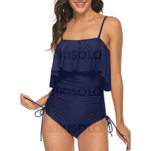 Charger l&#39;image dans la galerie, Couleur Unie Froufrous À Bretelles Sexy Une Pièce Maillots De Bain