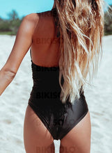 Charger l&#39;image dans la galerie, Couleur Unie Froufrous Dos Nu Col V Sexy Une Pièce Maillots De Bain