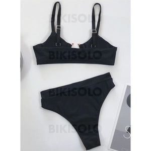 Couleur Unie Jambe Haute À Bretelles Sexy Jolis Classique Bikinis Maillots De Bain