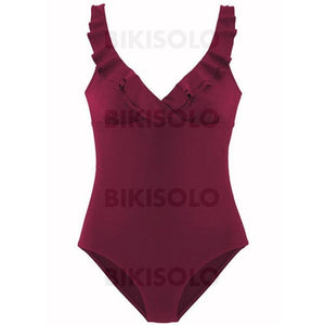 Couleur Unie Lanière À Bretelles Col V Sexy Une Pièce Maillots De Bain
