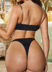 Couleur Unie Lanière Sangle Sexy Bikini Maillots De Bain Bikinis