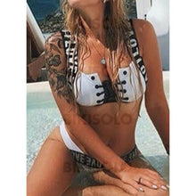 Charger l&#39;image dans la galerie, Couleur Unie Néon À Bretelles Élégante Bikinis Maillots De Bain
