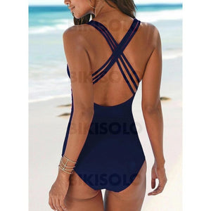 Couleur Unie Néon Col V Sexy Une Pièce Maillots De Bain