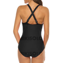 Charger l&#39;image dans la galerie, Couleur Unie Patchwork Col V Sexy Une Pièce Maillots De Bain