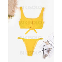 Charger l&#39;image dans la galerie, Couleur Unie Sangle À La Mode Bikinis Maillots De Bain Jaune / S