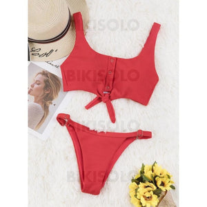 Couleur Unie Sangle À La Mode Bikinis Maillots De Bain Rouge / S