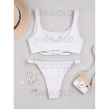 Charger l&#39;image dans la galerie, Couleur Unie Sangle À La Mode Bikinis Maillots De Bain