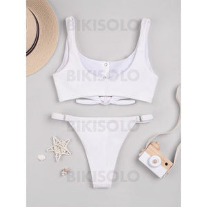 Couleur Unie Sangle À La Mode Bikinis Maillots De Bain
