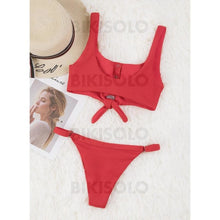 Charger l&#39;image dans la galerie, Couleur Unie Sangle À La Mode Bikinis Maillots De Bain