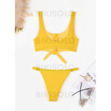 Charger l&#39;image dans la galerie, Couleur Unie Sangle À La Mode Bikinis Maillots De Bain