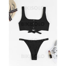 Charger l&#39;image dans la galerie, Couleur Unie Sangle À La Mode Bikinis Maillots De Bain